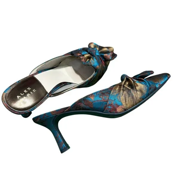Alex Marie Metallic Floral Brocade Pointed Toe Mules | Size 9M NWT - Picture 5 of 14
